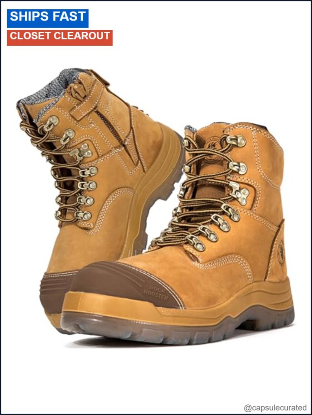 Men's Steel Toe Work Boots Waterproof Oiled Leather Side Zipper 7 inch